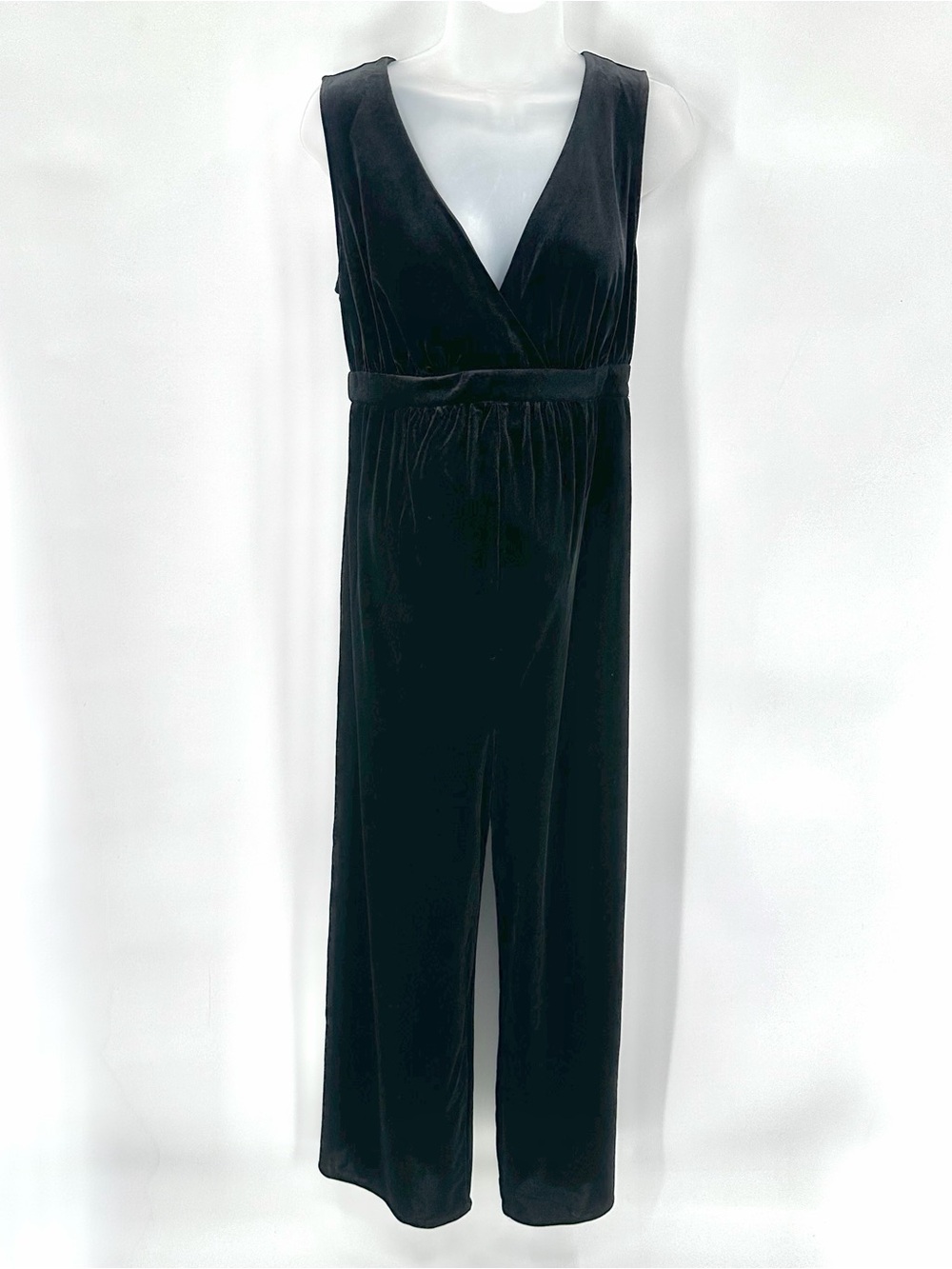 Ingrid & Isabel Jumpsuit Womens XS MATERNITY Black Velvet Sleeveless Wide Leg
